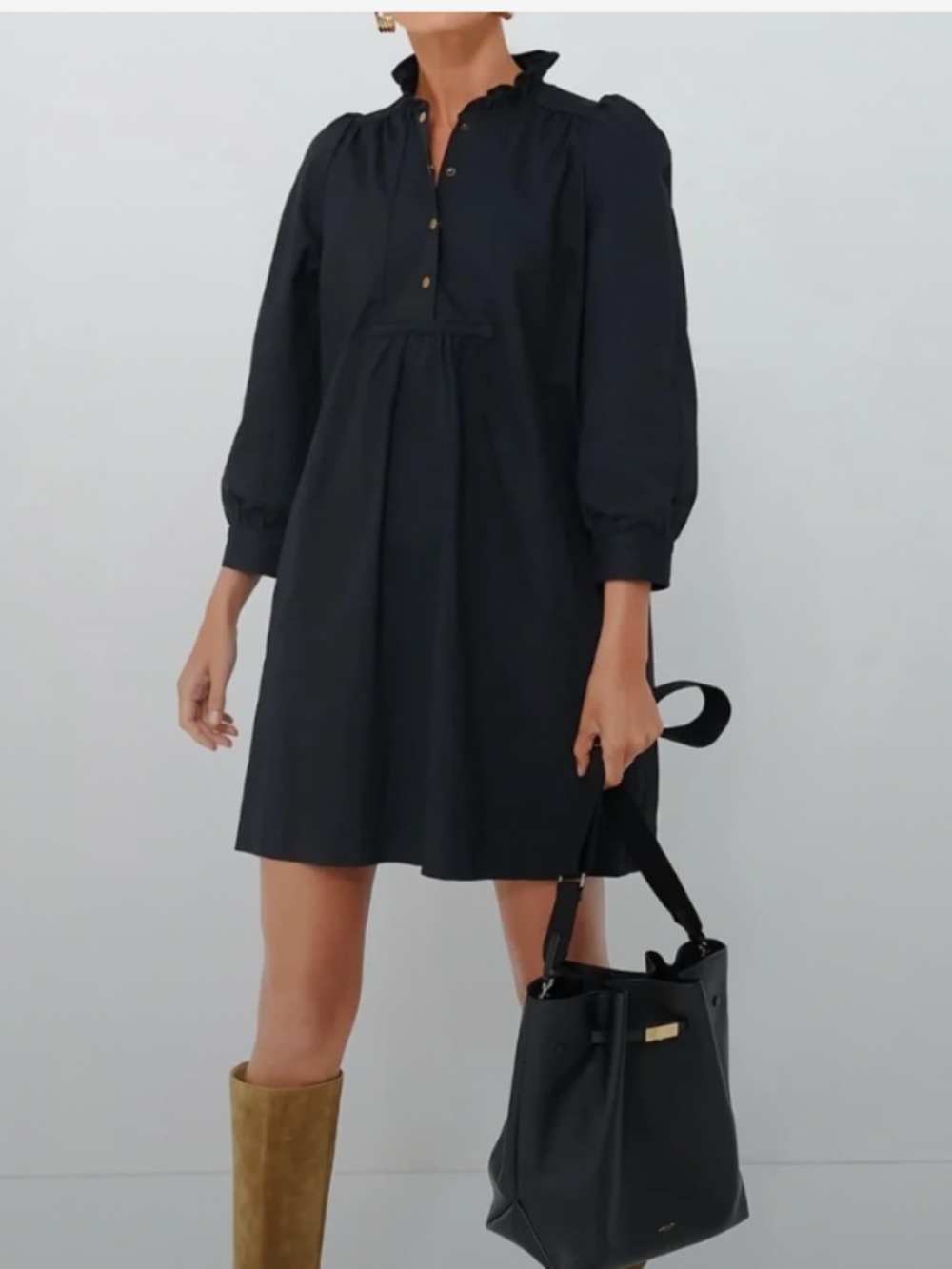Pomander Place XXL black ruffle neck dress snap close neck Claiborne